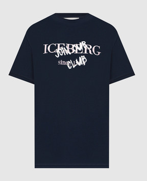 Iceberg Blue T-shirt with embroidered logo F0106325