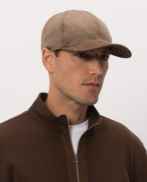 Brett Johnson Brown cashmere and nubuck cap FW26CAP1LP701CHE