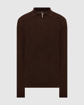Enrico Mandelli Brown wool polo shirt 4K015A6210