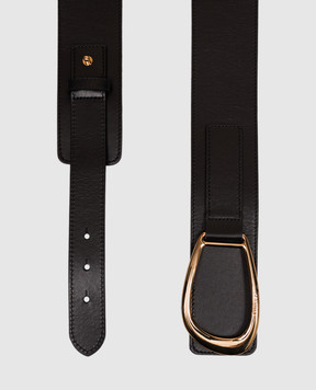 Twinset Black leather belt with logo engraving 262TA4730
