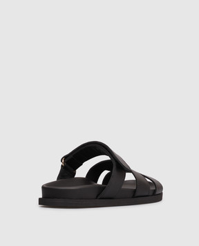 Babe Pay Pls Black leather flip-flops 276001KO