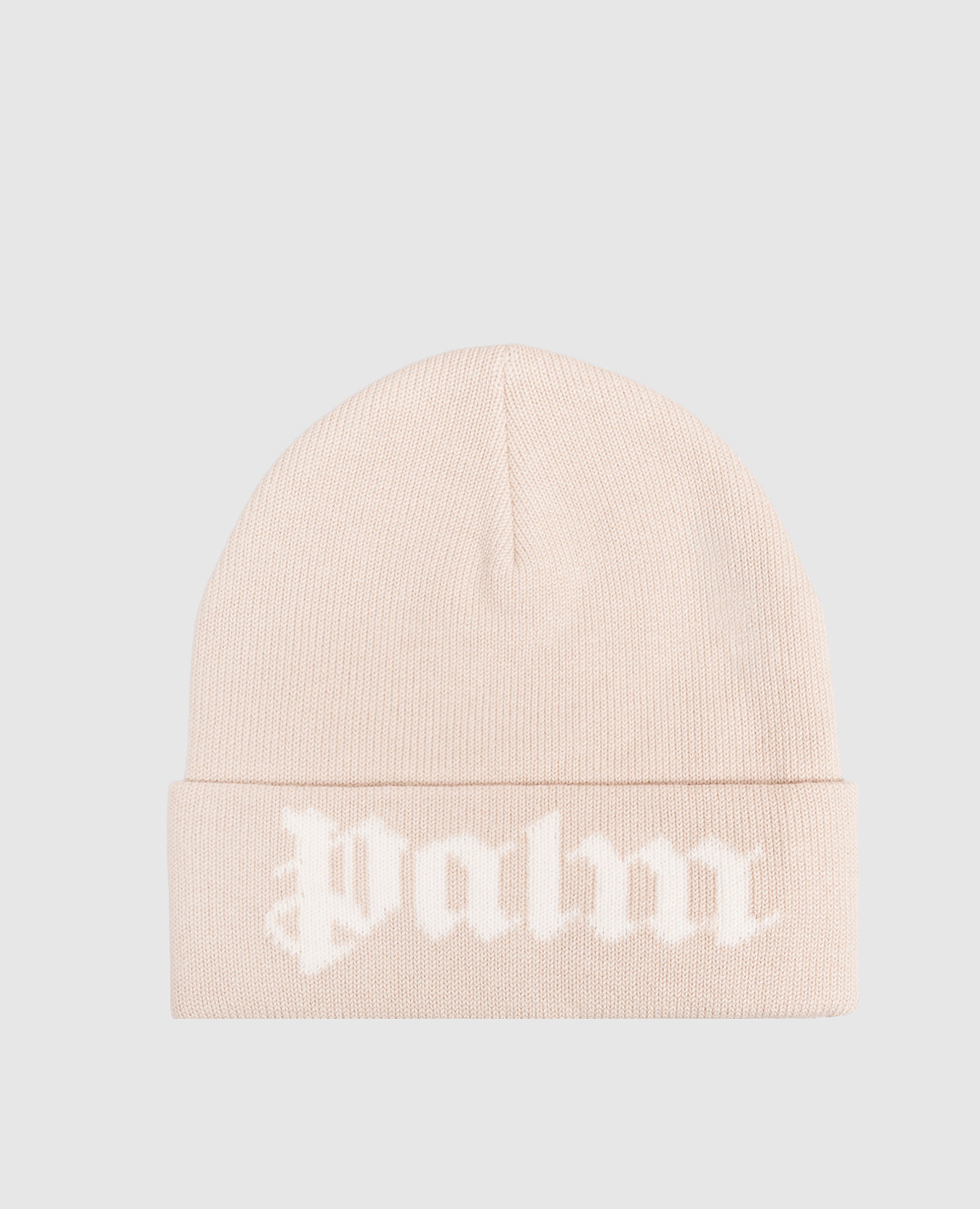 Children's beige hat with logo pattern