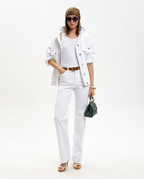 Dolce&Gabbana White ribbed top with monogram F8V40ZGDDL8