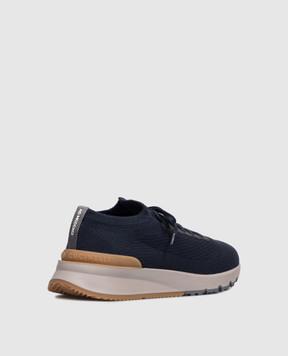 Brunello Cucinelli Navy blue insulated wool sneakers MZUWLBO253