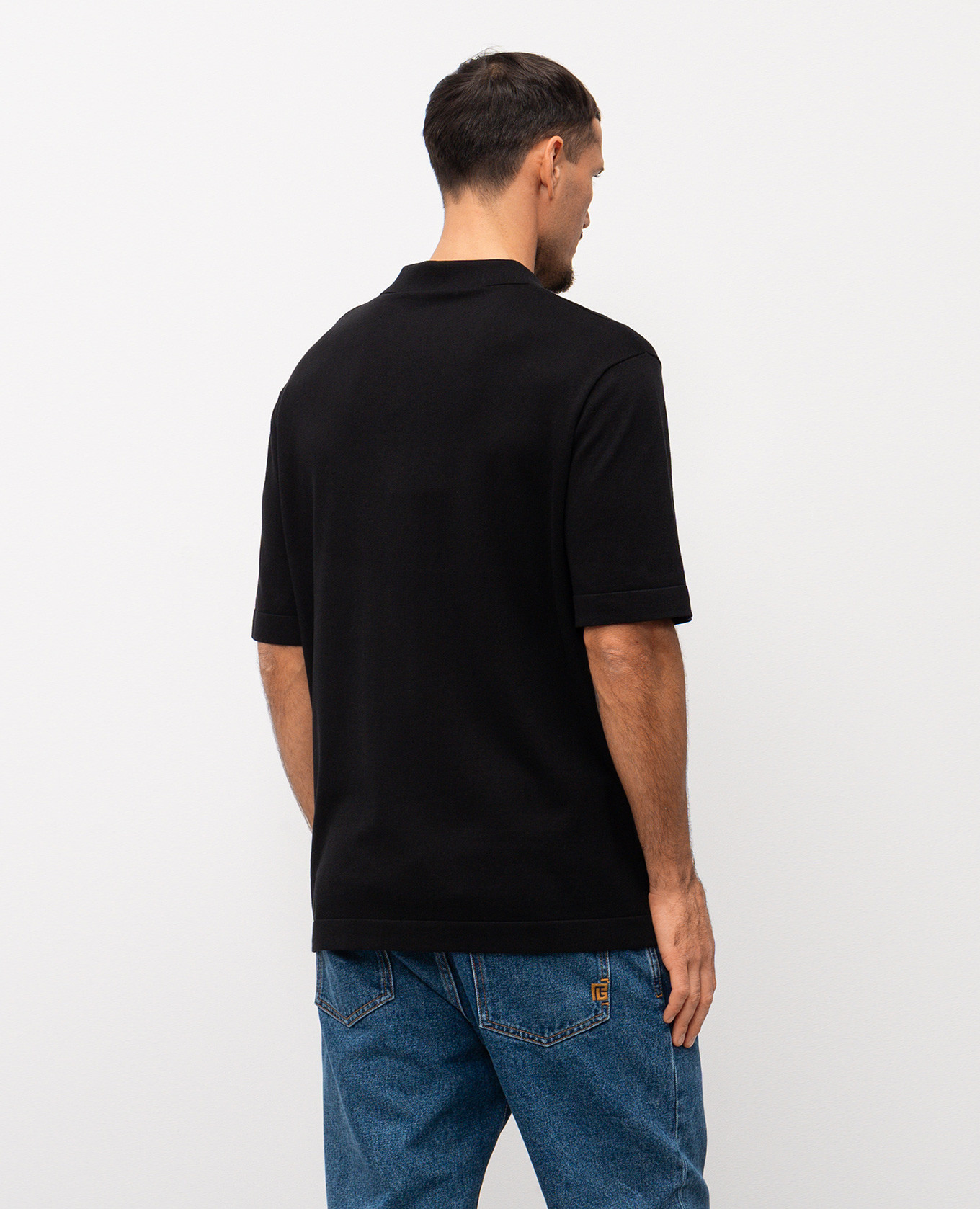 Black polo with emblem pattern Balmain 4