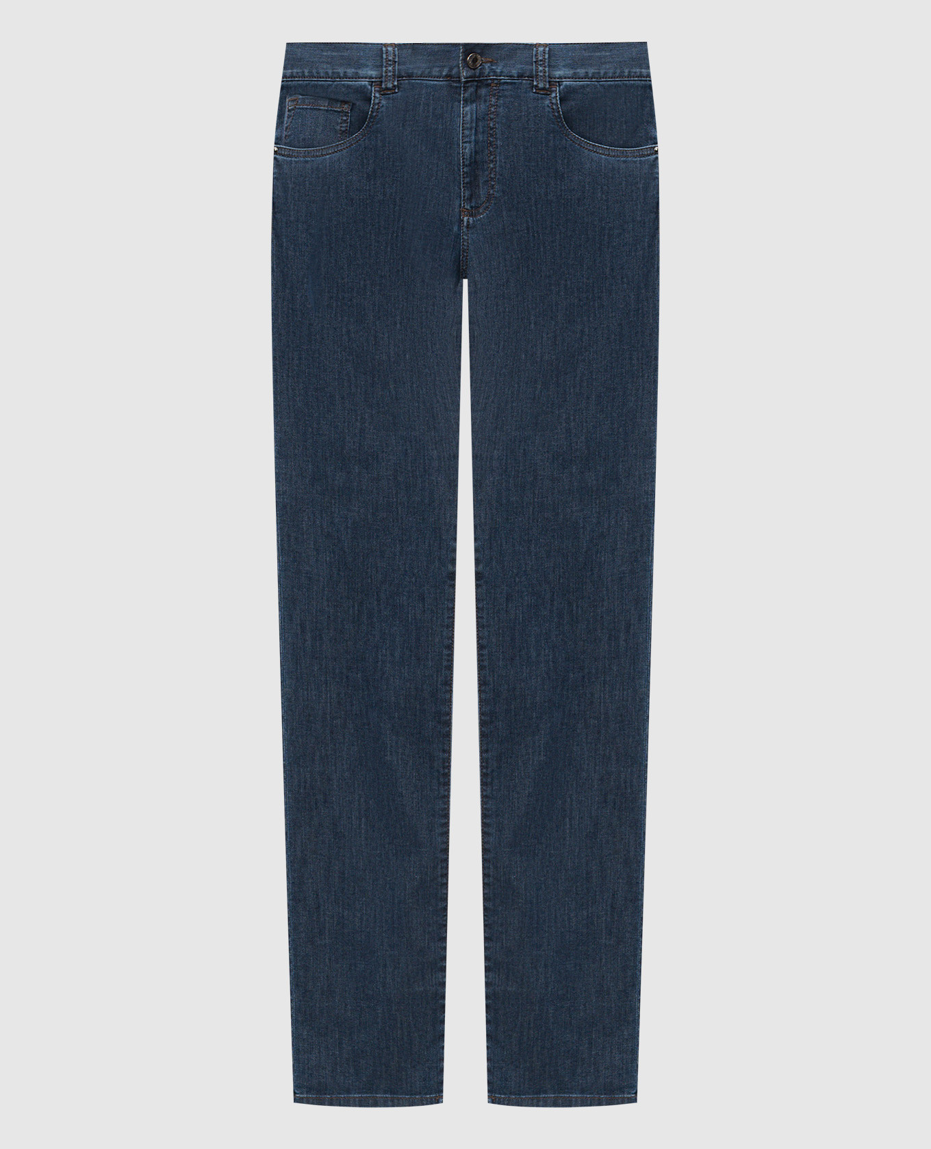 Blue jeans with logo patch