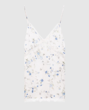 Juun.j White floral print top with lace JW6264W010
