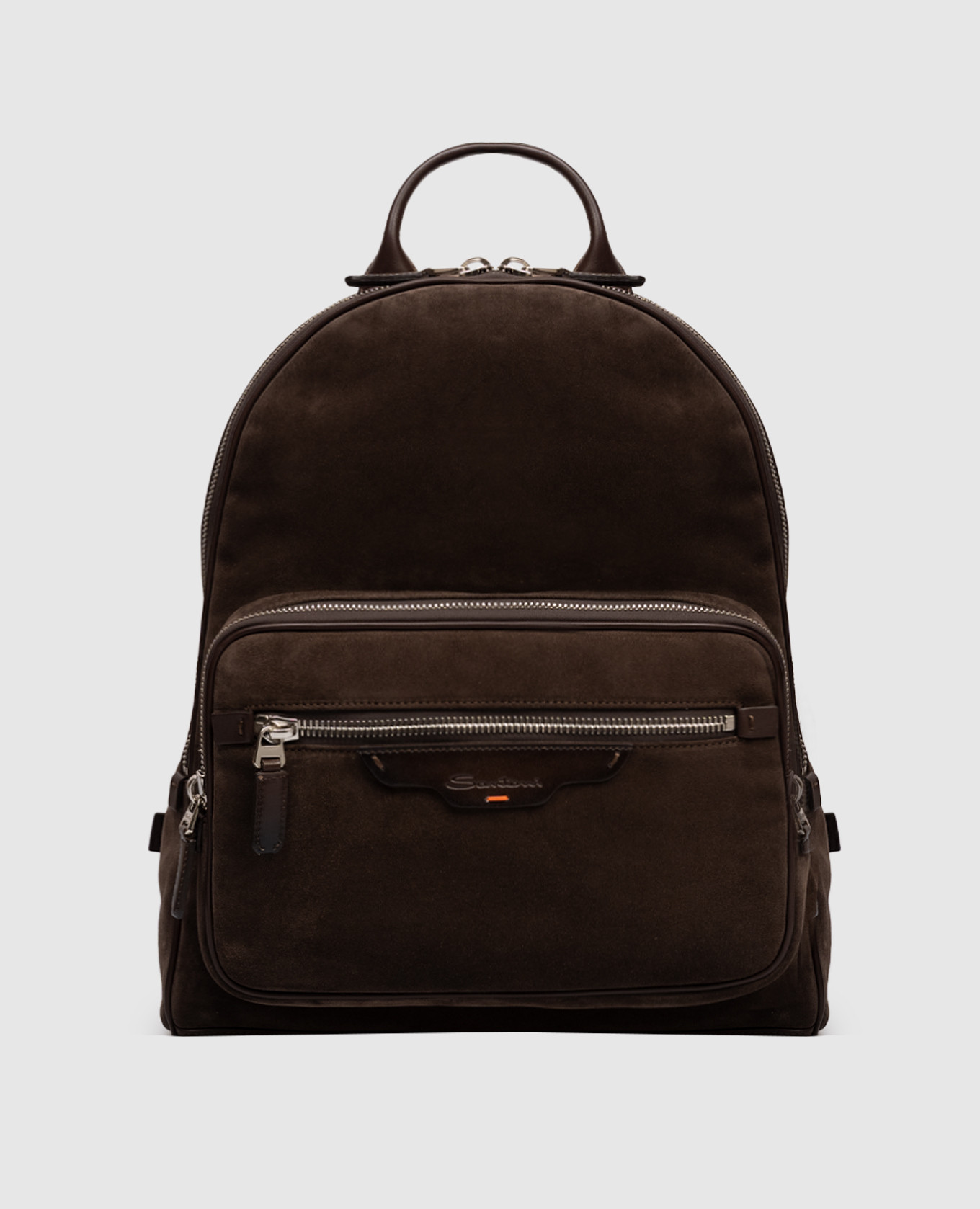 

Brown suede backpack with logo Santoni