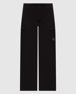 C.P. Company Black sweatpants with logo patch MSP030A005086W