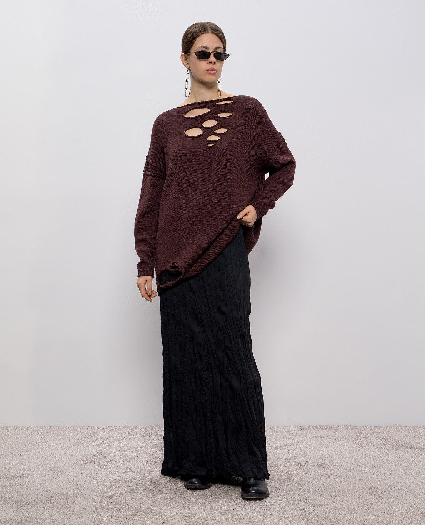 Burgundy merino wool sweater Masnada 2