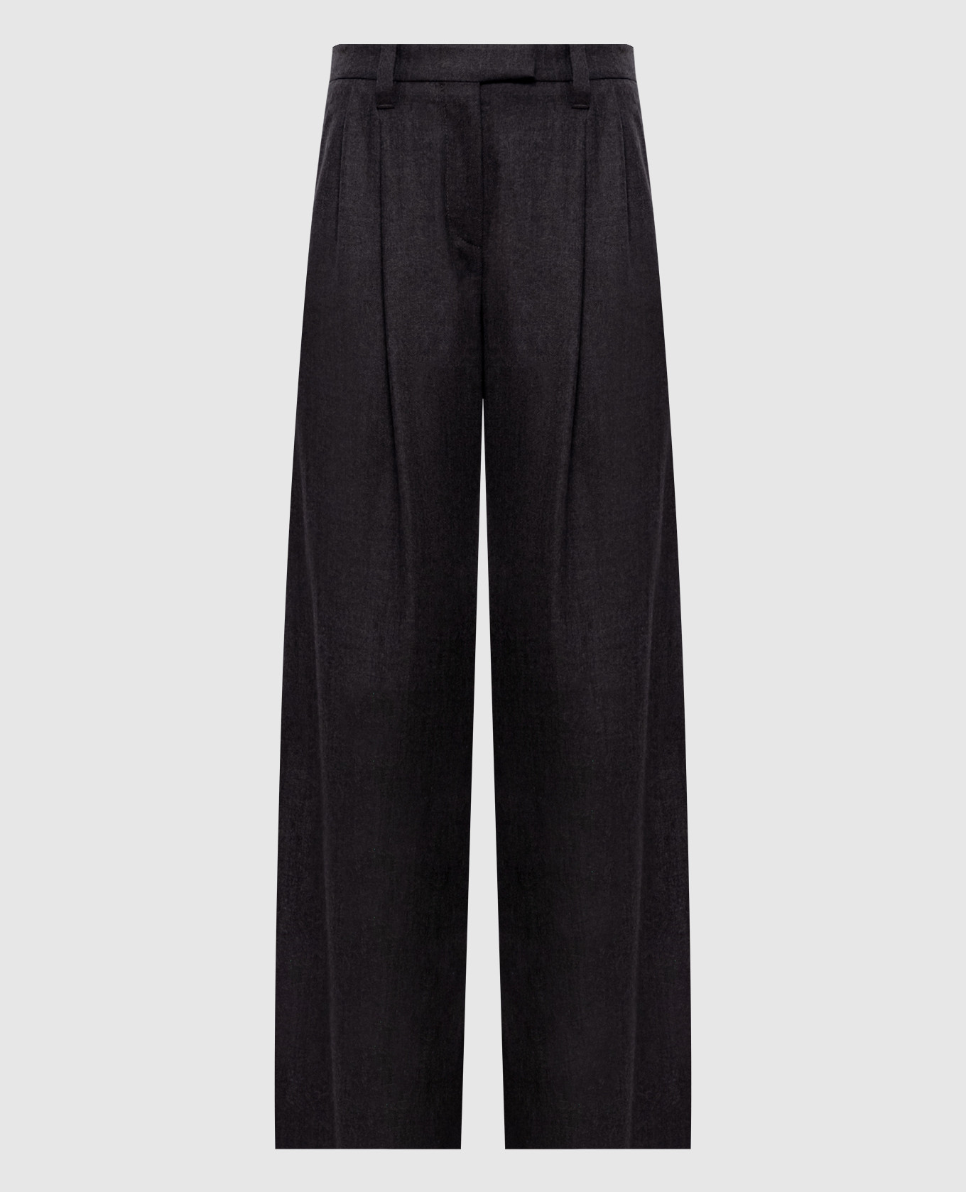 Gray wool pants with monil chain