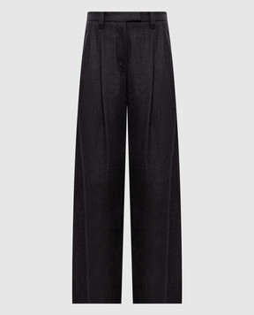 Brunello Cucinelli Gray wool pants with monil chain MP550P9026