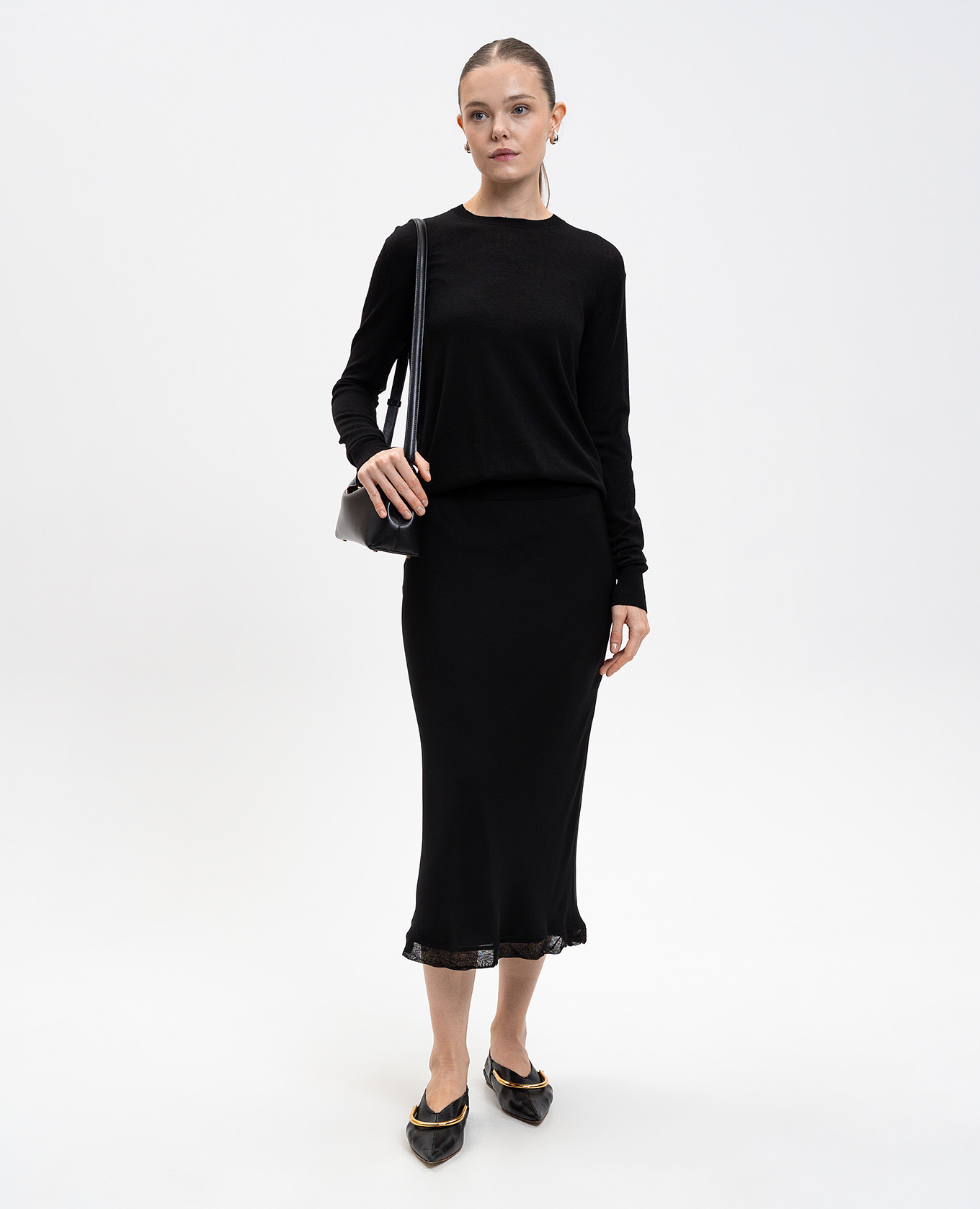 

Black silk midi skirt Toteme