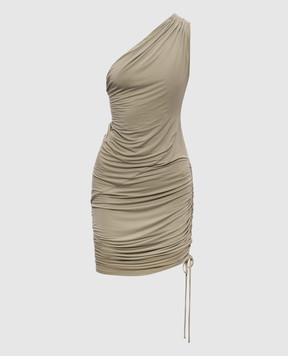 Balmain Beige one-shoulder mini dress with drape GF0R5172JJ77