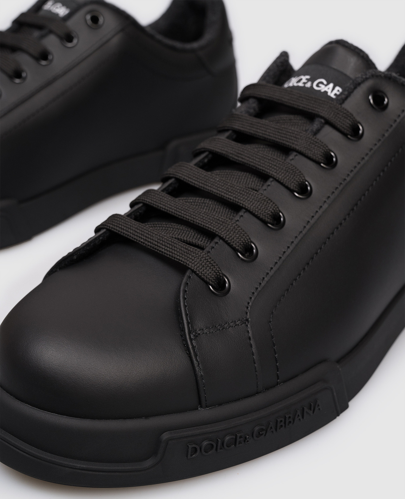 

Black leather Portofino sneakers with logo Dolce&Gabbana