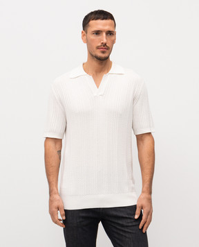 Canali White polo shirt with a pattern MK02463C1178