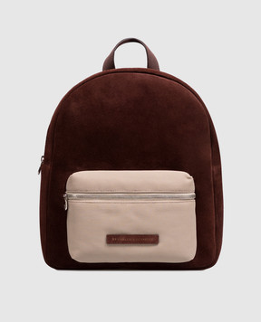 Brunello Cucinelli Children's brown suede backpack BSFNTB135