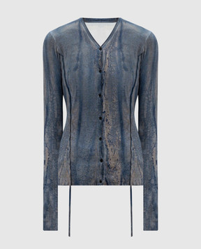 Masnada Blue cardigan with silk 8090