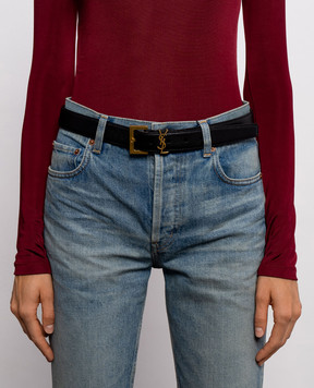 Saint Laurent Cassandre black leather belt 634437DTI0W