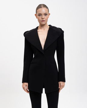Thierry Mugler Black hooded wool jacket 25F1VE0465196