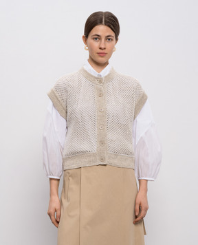 Peserico Beige openwork vest with linen A93130F079106B