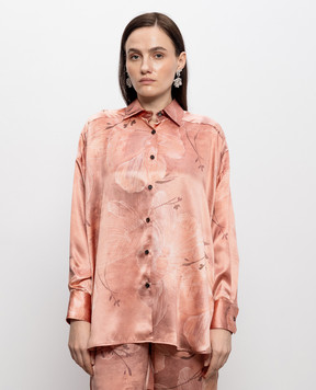 Kiton Pink silk blouse with floral print D52431K0873G