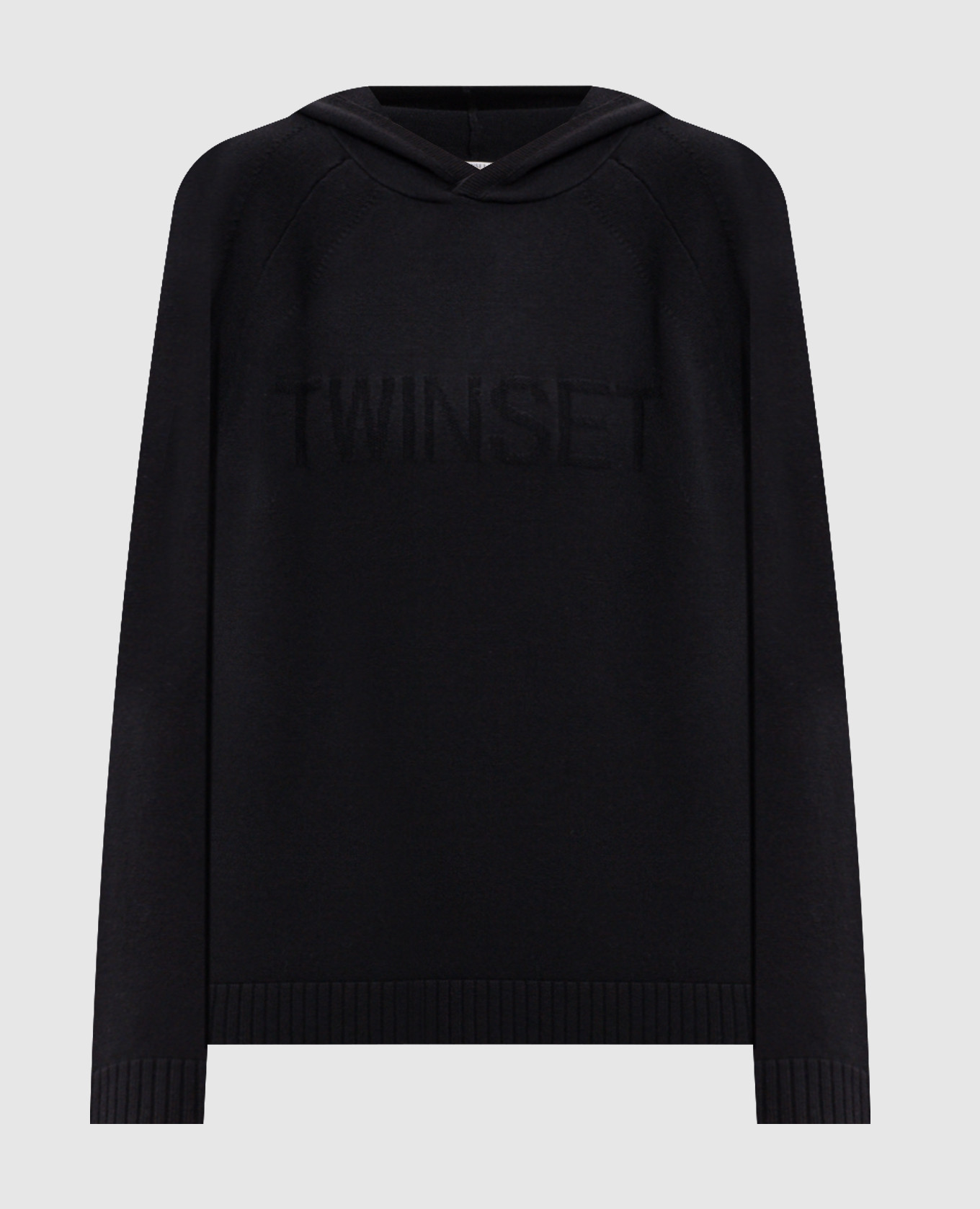 Black hoodie with logo pattern