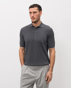Brunello Cucinelli Grey ribbed polo shirt M29400025
