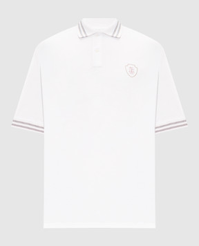 Brunello Cucinelli White polo shirt with emblem M0B133940T
