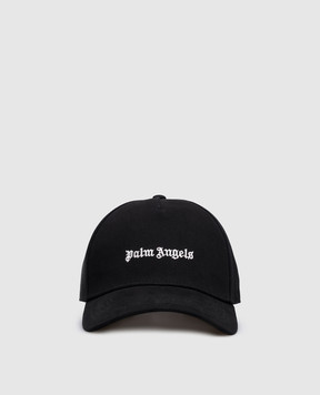 Palm Angels Black cap with logo embroidery PMLB104S26FAB004