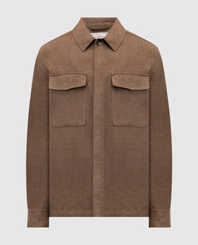 Agnona Brown linen shirt jacket TS09U1YU3047