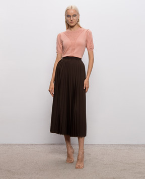 Twinset Brown pleated skirt with lace 262TP2350