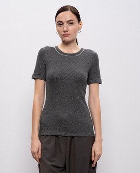Peserico Gray T-shirt with lurex A06840J002351