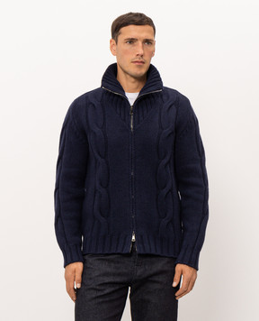 Pini Parma Blue wool and cashmere cardigan FZIPJABL