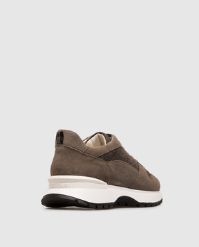 Doucal's Brown combination sneakers with fur DD8828WHINPN724