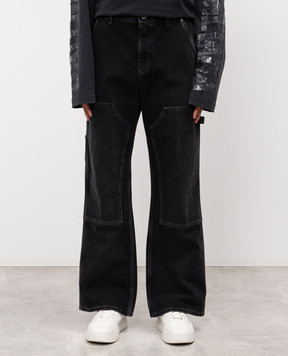 Off-White Black jeans with logo patch OMYA191F25DEN001