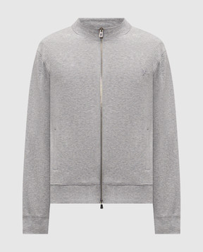ISAIA Grey melange sports jacket with embroidered emblem MFRI19J0300
