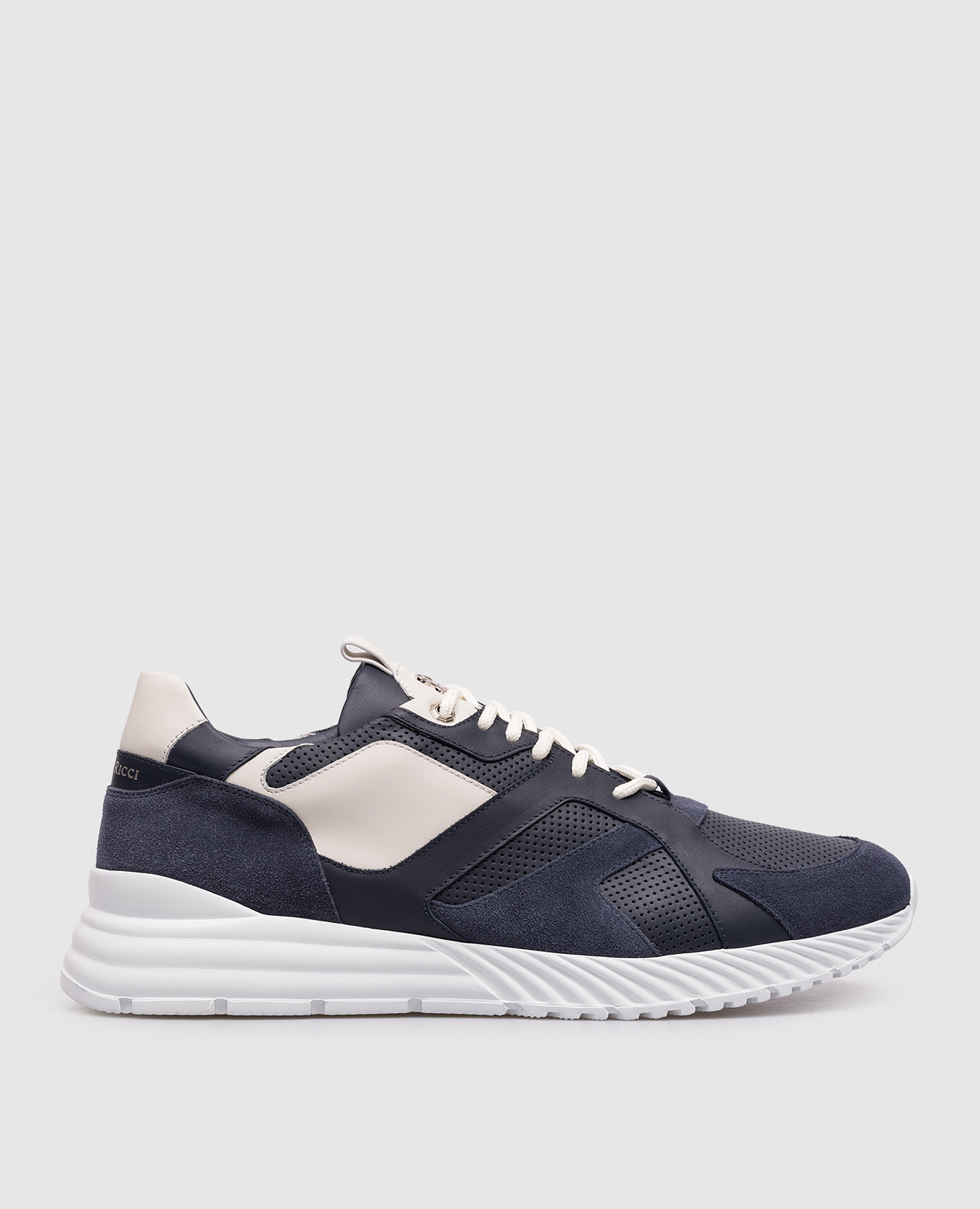 Blue leather sneakers with monogram