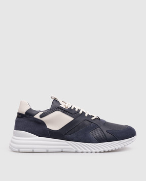 Stefano Ricci Blue leather sneakers with monogram UV689G6676WYSDP