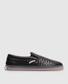 Bottega Veneta Serena black leather slip-ons 876113V6VE0