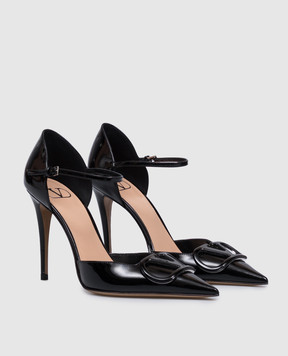 Valentino Black patent leather D'Orsay shoes with emblem 9W2S0NN6DUW