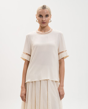 Fabiana Filippi Ivory silk blouse with monil chain TPD266F289L775
