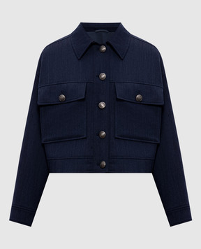 Brunello Cucinelli Blue wool jacket with a pattern MB1887597P