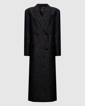 Twinset Black double-breasted coat with lurex 262TT2520