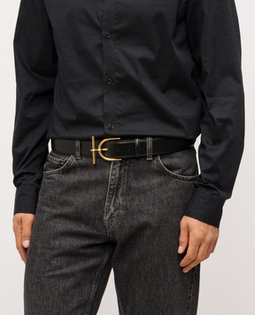 Balmain Black leather belt with logo FM0WA083LSLX