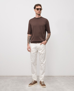 ISAIA Brown silk T-shirt MG8260Y0470