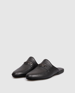 Stefano Ricci Black leather slippers UL01P774VTD