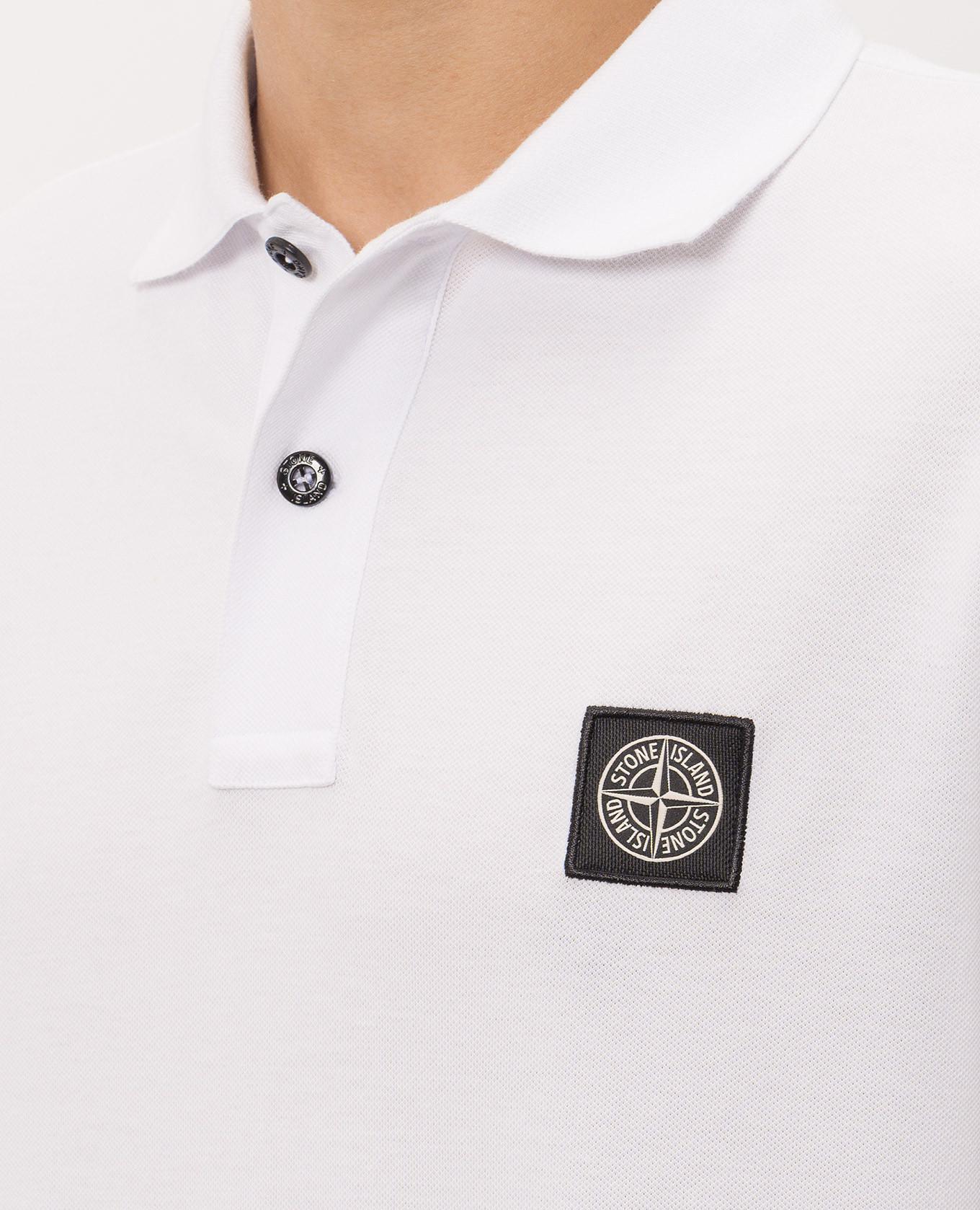 White polo shirt with logo patch Stone Island 5