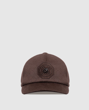 Stefano Ricci Brown cashmere cap with embroidery MCV630012ECO60HC