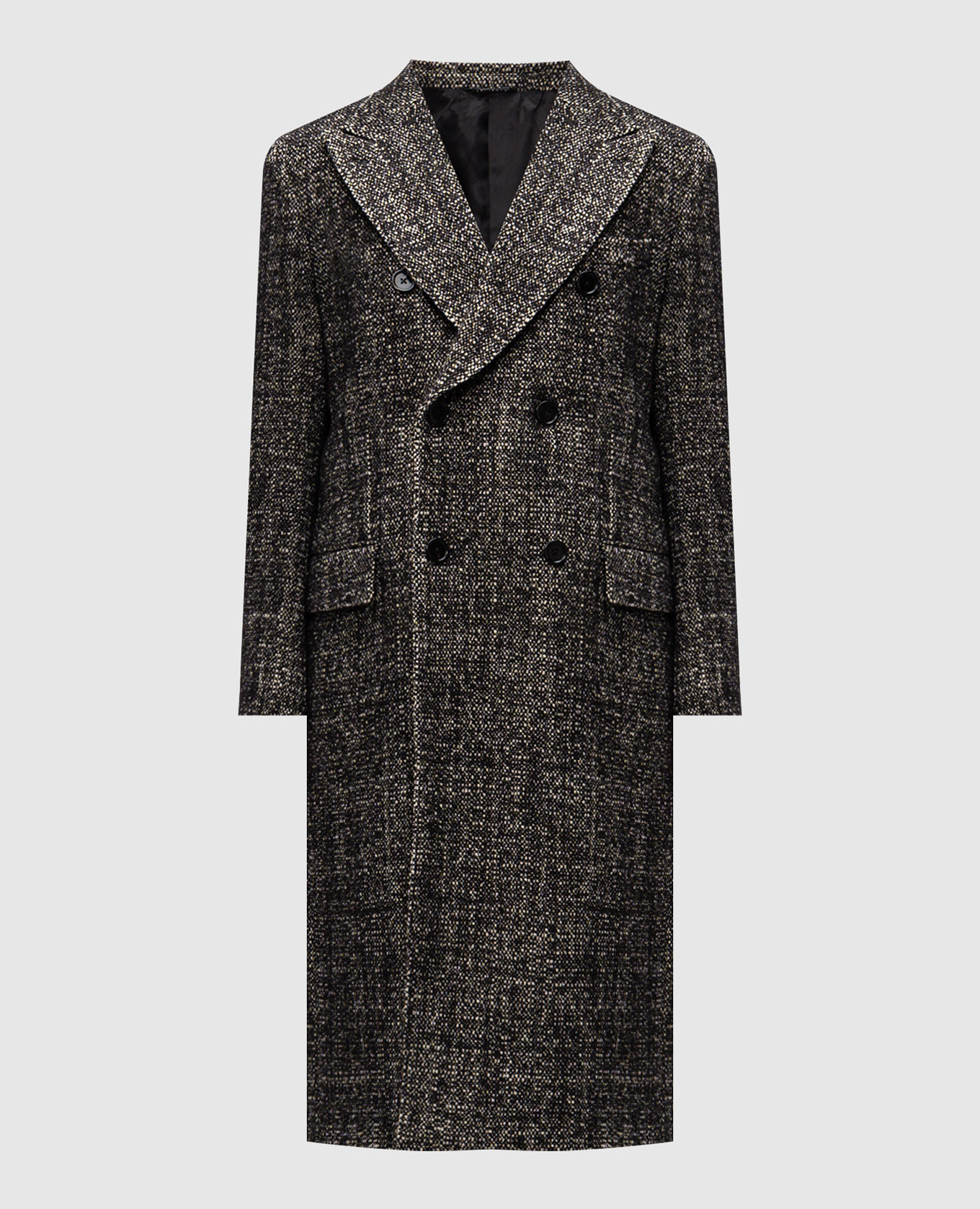 

Black double-breasted coat with patterned wool Dolce&Gabbana